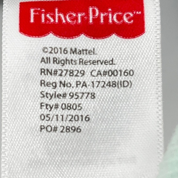 Fisher Price Plush Elephant Toy Gray Green Crinkle Ears Baby Soother - Picture 5 of 7